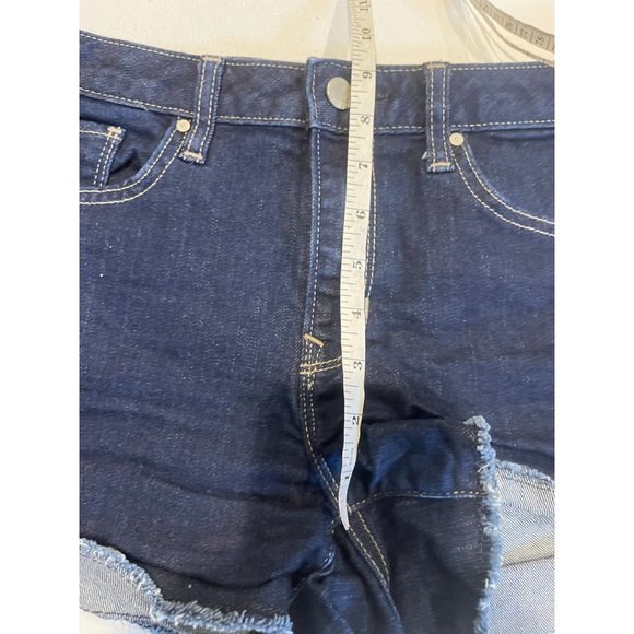 Gap 1969 Womens Slim Cut Off Maddie Shorts Mid Rise Raw Hem Dark Wash Size 27 - Picture 4 of 9
